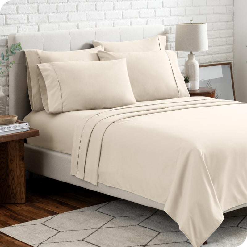 Bare Home Hotel Luxury King Sheet Set, Extra Soft - 6 Piece Set - Deep Pockets - Easy Fit - Cooling & Breathable - Wrinkle, Fade, Stain Resistant - Includes 4 Pillowcases (King, Sand) - Image 2